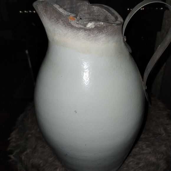 Metal Pitcher Vase Pale Blue with Shades of Grey - Picture 2 of 7